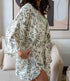 Women summer 3 piece pajama set Mint Top + Green Leaves kimono & Short